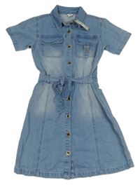 Nové - Světlemodré riflové šaty s páskem River Island