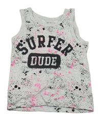 Šedo-černo-růžové tílko s a nápisy Primark