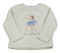 Bílá plyšová mikina s baletkou Primark