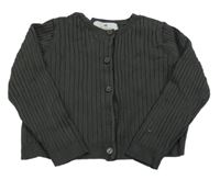 Antracitový žebrovaný propínací crop svetr H&M