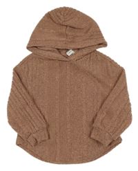 Starorůžová žebrovaná úpletová mikina s kapucí Shein