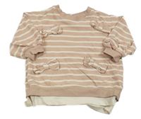 Růžovo-smetanová pruhovaná mikina s 3D mašlemi Next