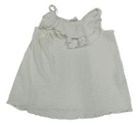 Bílý žebrovaný top s volánkem a 3D květem Zara