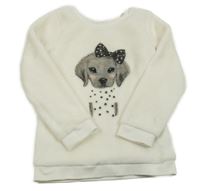 Smetanová plyšová mikina s pejskem H&M
