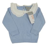 Nové - Světlemodro-bílý svetr s límečkem Primark