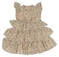 Světlerůžové květované šifonové vrstvené šaty H&M