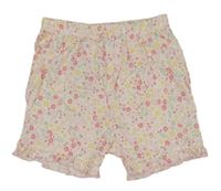 Bílo-světlerůžovo-žluté květované kraťasy Nutmeg