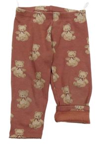 Starorůžové zateplené legíny s medvídky C&A