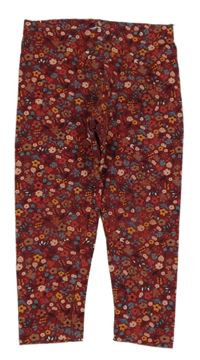 Vínové květované zateplené legíny C&A