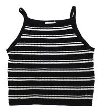 Bílo-černý žebrovaný pruhovaný úpletový crop top H&M