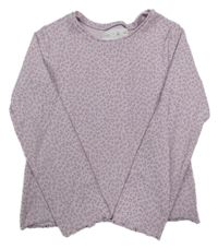 Lila žebrované triko s leopardím vzorem Zara