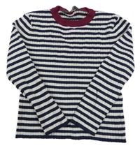 Tmavomodro-bílé pruhované žebrované úpletové triko Primark