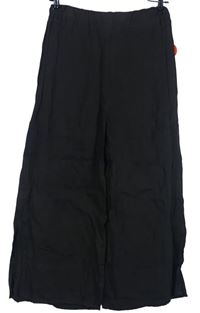 Dámské černé lněné culottes kalhoty Made in Italy 