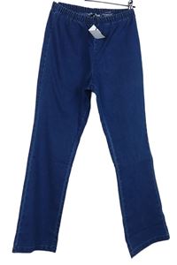 Dámské modré elastické zvonové rifle Denim 