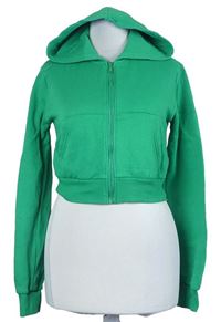 Dámská zelená crop propínací mikina s kapucí H&M