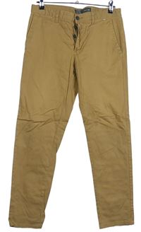 Pánské béžové slim plátěné kalhoty zn. Primark vel. 32/30