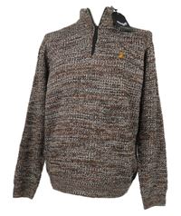 Pánský béžovo-černý melírovaný svetr se stojáčkem Brave Soul 