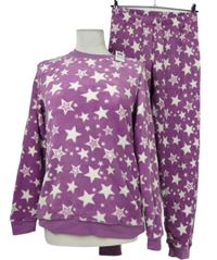 Nové - Dámské fialové hvězdičkované plyšové pyžamo Dunnes 