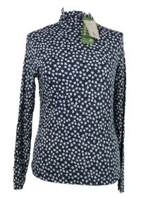 Nové - Dámské tmavomodré kytičkované triko s rolákem TU 