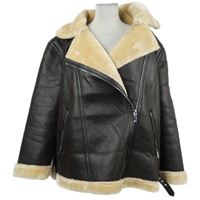 Dámský hnědý koženkový křivák s kožíškem Primark 