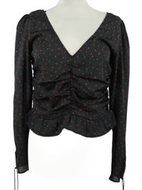 Dámská černá srdíčkovaná crop halenka H&M