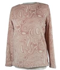 Nové - Dámské světlerůžové vzorované plyšové pyžamové triko Beloved 