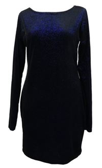 Dámské černo-modré třpytivé sametové šaty Signature 