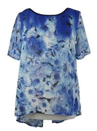 Dámská modro-tmavomodrá květovaná šifonová halenka George 