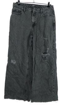 Dámské tmavošedé široké rifle s prošoupáním TU