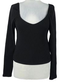 Dámské černé žebrované crop triko H&M