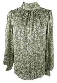 Dámská khaki-smetanová květovaná halenka se stojáčkem H&M