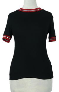 Dámské černé žebrované tričko s pruhy New Look 