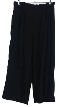 Dámské černé culottes kalhoty s páskem New Look 