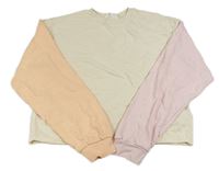 Smetanovo-oranžovo-růžová crop mikina H&M