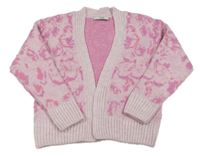 Růžový pletený cardigan s flíčky George