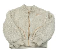 Bílá třpytivá huňatá propínací mikina s logem Nike