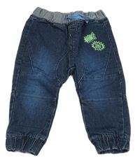 Tmavomodré cuff rifle s výšivkou Ergee