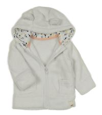 Bílá chlupatá propínací mikina s kapucí