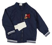 Nové - Tmavomodrá šusťáková zateplená bunda s Mickey Mouse Disney