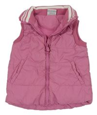 Růžová šusťáková zateplená vesta s kytičkami Topolino