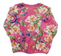 Růžová sametová mikina s květinami Next