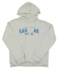 Bílá mikina s lesklým nápisem a kapucí 