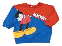 Červeno-modrá mikina s Mickeym 