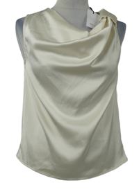 Nové - Dámský smetanový saténový slavnostní nařasený top Reiss