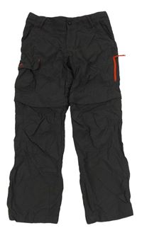 Tmavošedé šusťákové outdoorové kalhoty s kapsami Quechua 