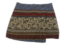Béžovo-modro-červená květovaná sukně Zara