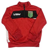 Červeno-černá sportovní mikina s nášivkou 