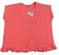 Neonově růžový cardigan s volánkovým lemem Matalan
