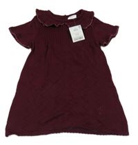 Nové - Vínové pletené šaty s límečkem Next
