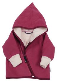 Tmavorůžová fleecová zateplená bunda s kapucí Jako-o